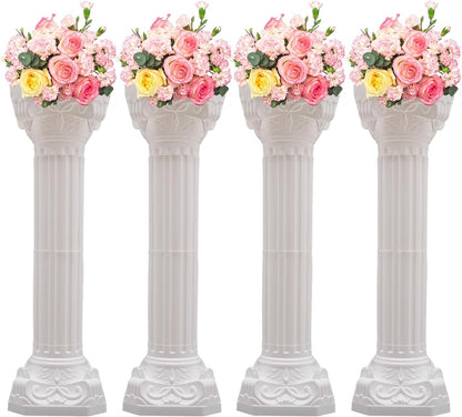 Roman Column Pedestal, Plastic White Columns for Weddings Indoor/Outdoor Roman Pillar Stand for