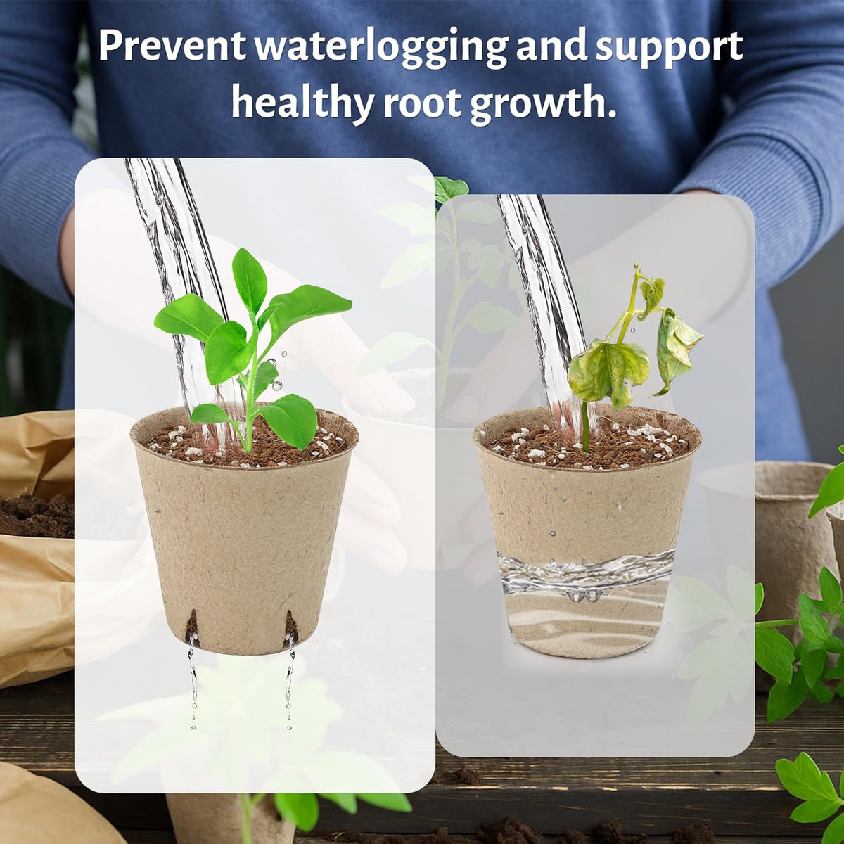 120 Packs 3.15 Inch Peat Pots, Biodegradable Pots for Seedlings with Drainage Holes, Herb Seed