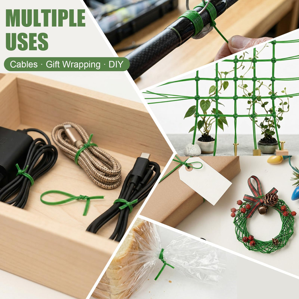 Ahrltim 984FT Total (2 Rolls, 492FT Each) Garden Twist Ties with Cutter, Plant Ties for Tomatoes &