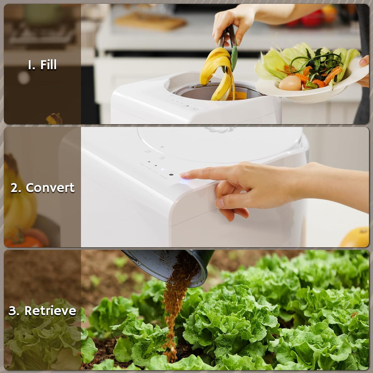 Airthereal Revive R500 Electric Kitchen Composter, SHARKSDEN® Tri-Blade, Turn Food Waste and Scraps