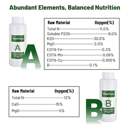 1000ml Hydroponic Nutrients A&B for Aerogarden Plant Food with 2 Measuring Cups - Fertilizer for