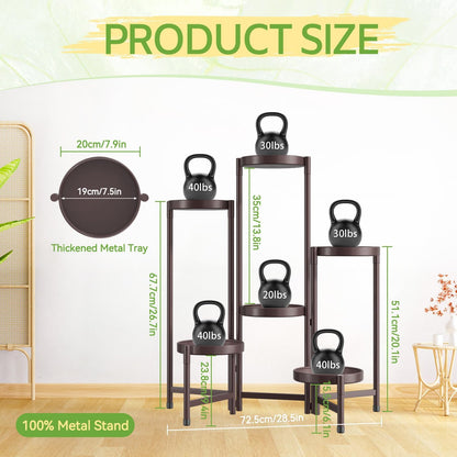 iDavosic.ly Plant Stand Indoor Outdoor, 6 Tier Corner Metal Flower Display Holder Shelf, Folding