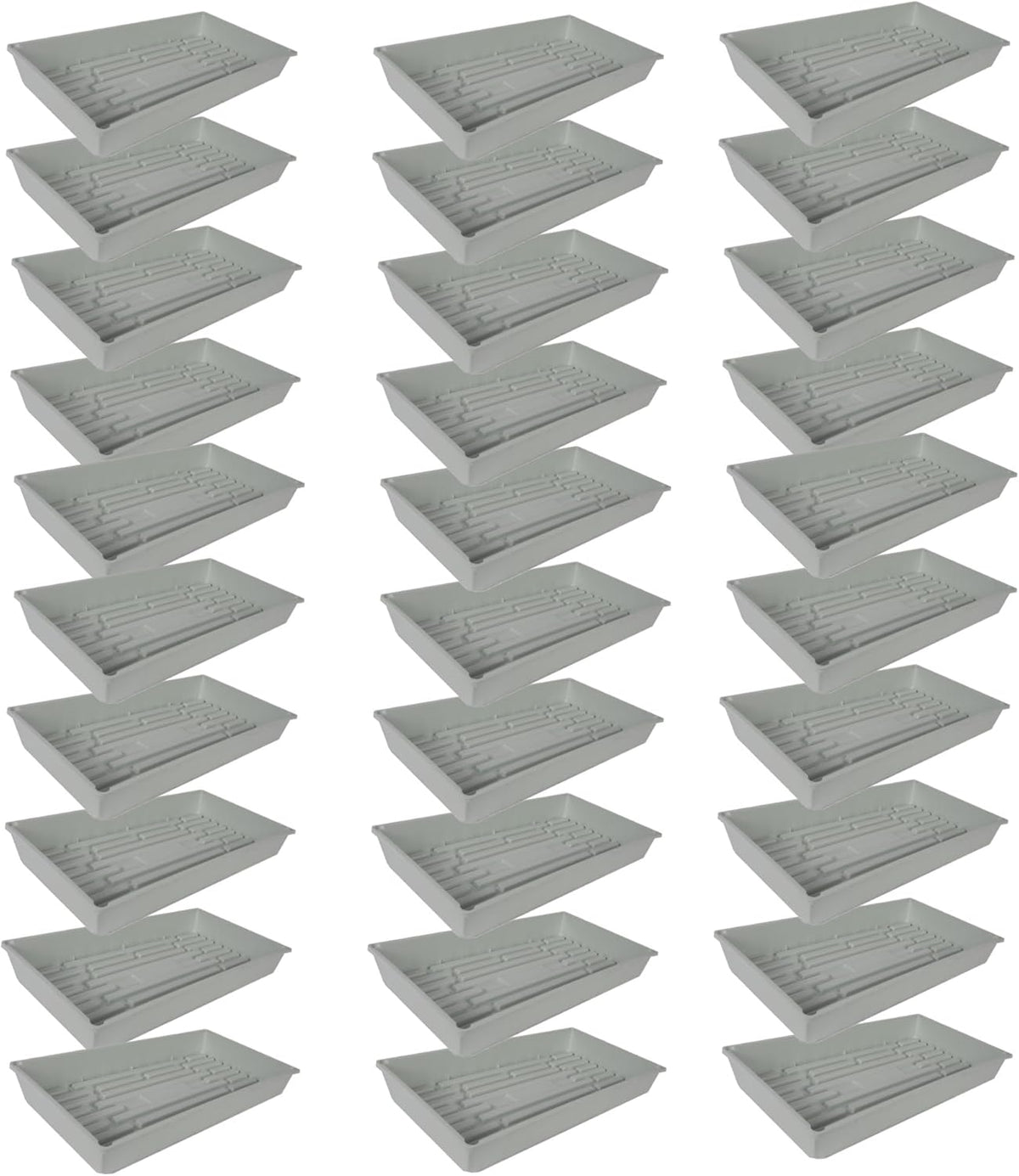 SUNPACK 10" x 20" Mega Plastic Seed Starting Tray, White, 2.5" (Pack of 30) - No Drainage Holes
