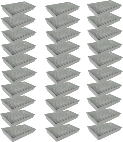 SUNPACK 10" x 20" Mega Plastic Seed Starting Tray, White, 2.5" (Pack of 30) - No Drainage Holes