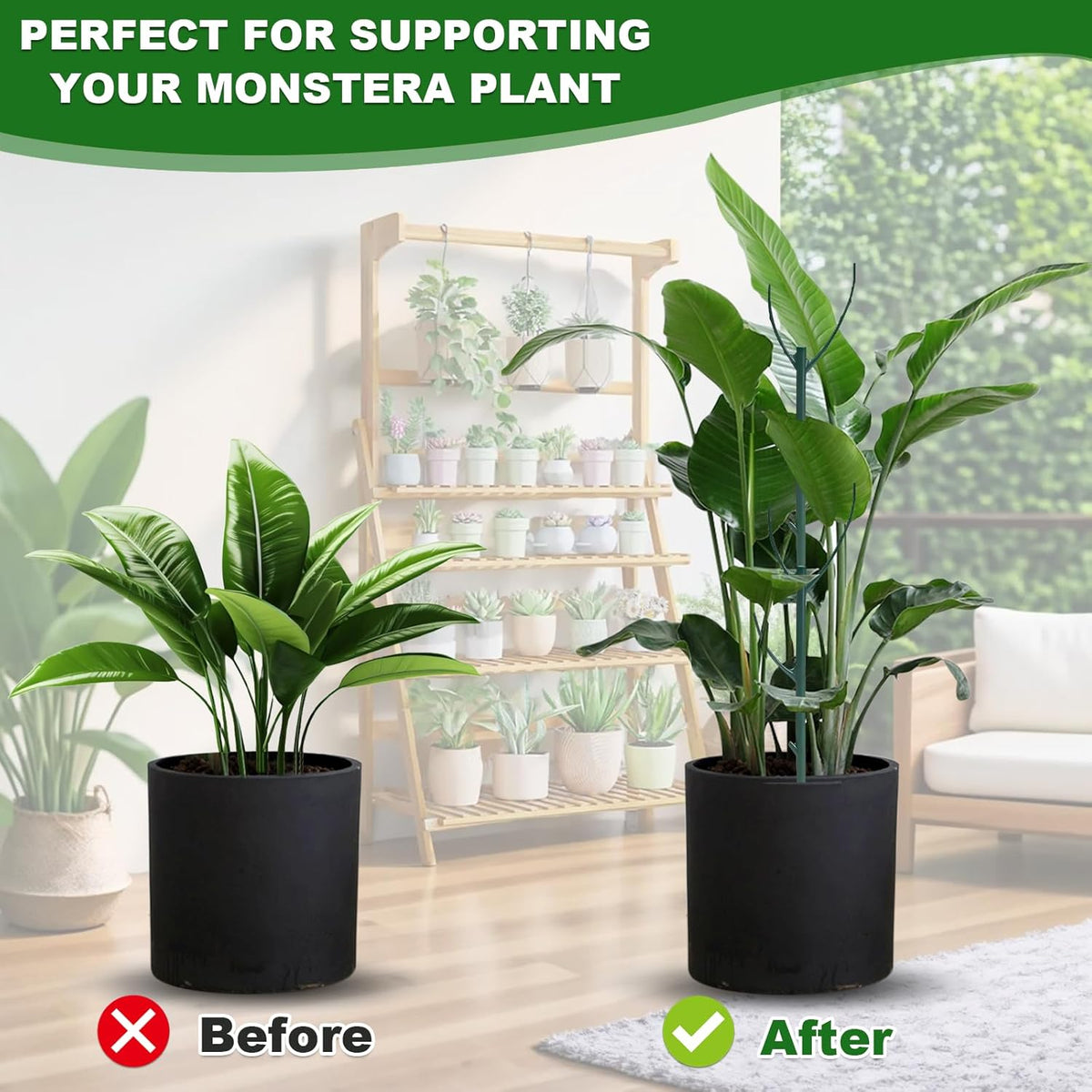 5pack Adjustable Plant Support Pole – Stackable Indoor/Outdoor Support Pole with Clamps, Suitable