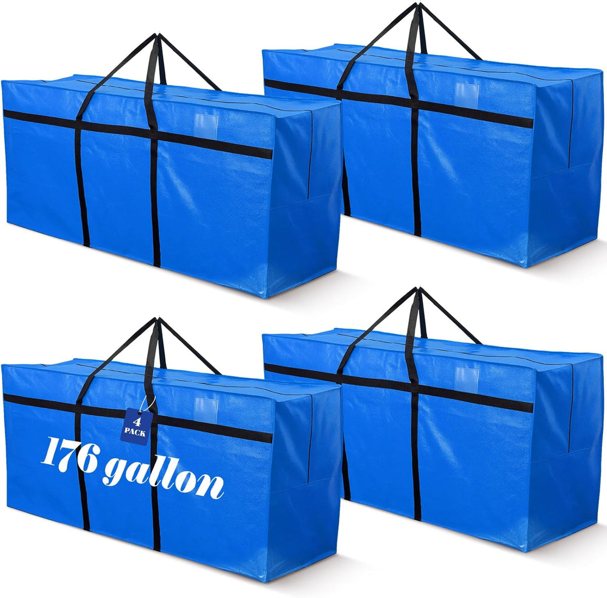 4 Pcs 176 Gallon Large Moving Bags with Zipper and Handles Foldable Storage Duffle Bags Heavy Duty