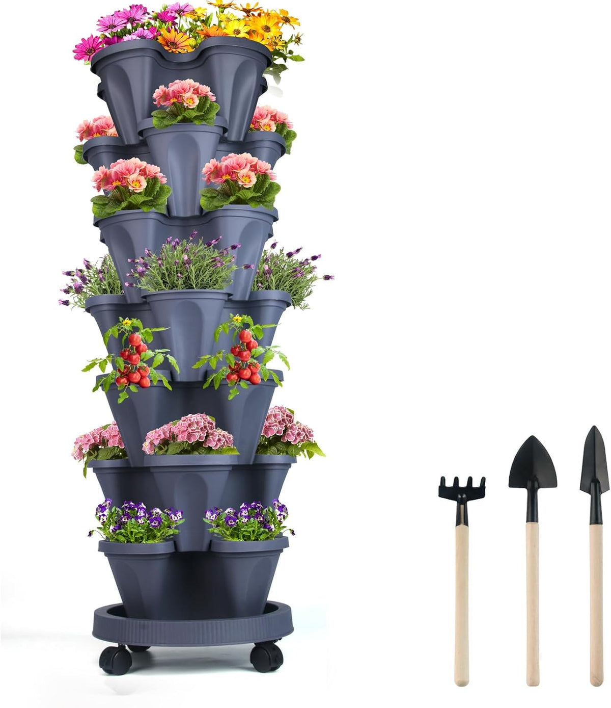 Vertical Planter 7 Tier Stackable Planters Garden Planters Strawberry Herb Flower and Vegetable