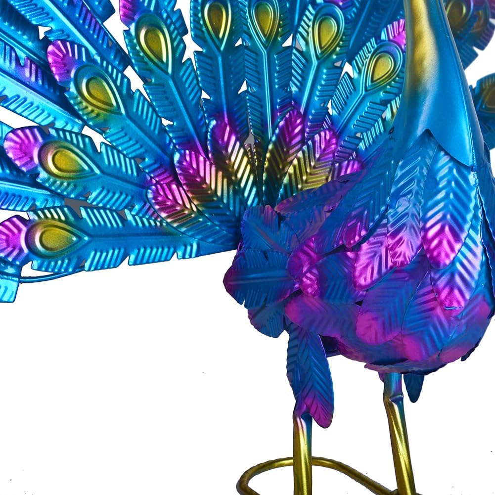 Small Peacock Statue Animal Sculpture Garden Decoration Metal Yard Art for Yard Outdoor Decoration