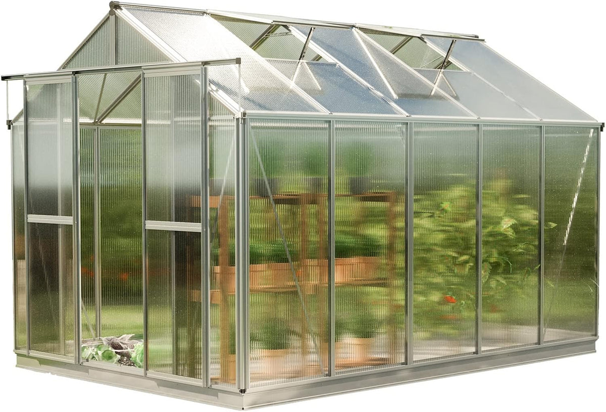 Greenhouse Saphir 5 Aluminum Frame 8.5 x 10.6 ft Approx. 6 mm Polycarbonate Panels - with Bonus