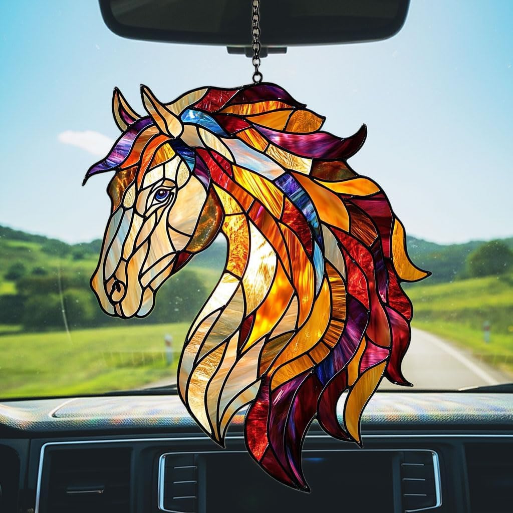 Colorful Horse Exotic Acrylic Suncatcher Stained Glass Effect Window Car Hanging Christmas Ornament