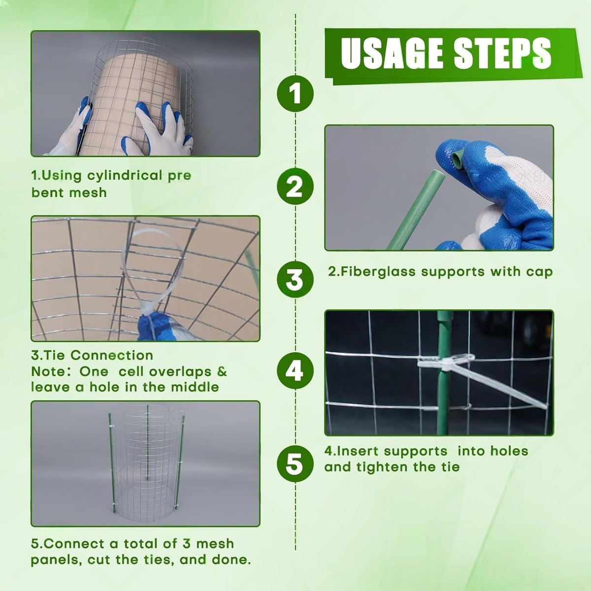 10-Set 12” x 24” Plant Protector from Animals, Hot-Dip Galvanized Metal Mesh Plant Cages