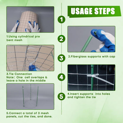 10-Set 12” x 24” Plant Protector from Animals, Hot-Dip Galvanized Metal Mesh Plant Cages