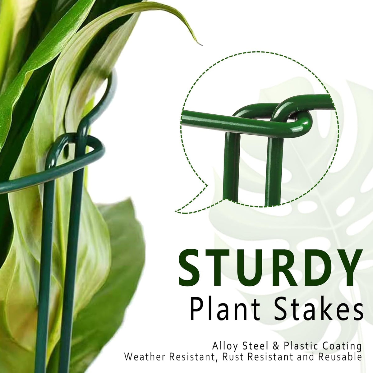 6 Pack Plant Support Stakes, Metal Monstera Plant Support Stakes for Indoor Plants, Large Garden