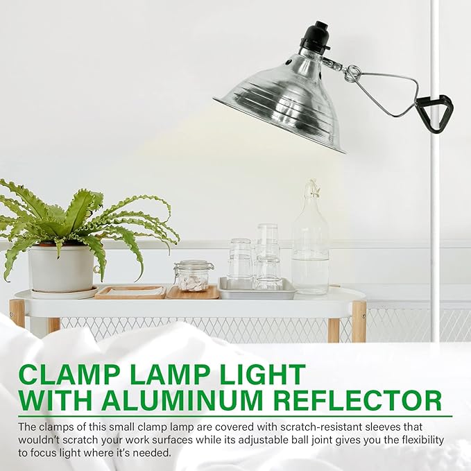 Simple Deluxe Clamp Lamp Light 150 Watt with 8.5 Inch Aluminum Reflector (no Bulb Included), 6 Feet