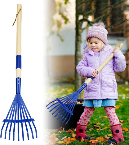 Kids Friendly Rakes for Leaves - 28" Child Size Small Rake with Durable Metal Head & Hardwood