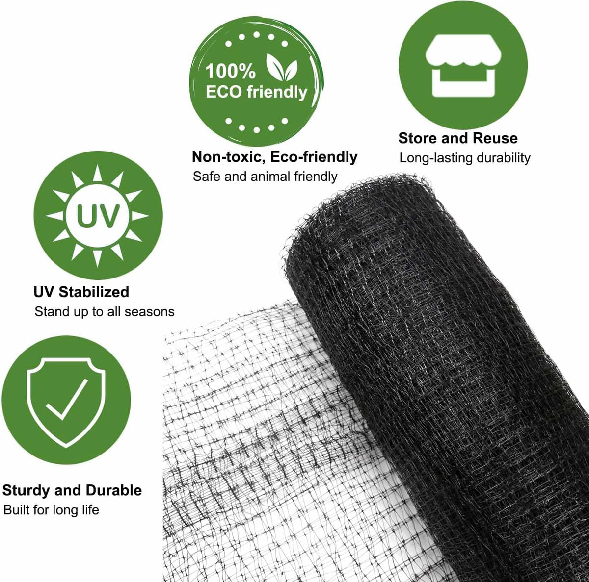 KLEWEE Bird Netting, 7.5 x 100 FT Heavy Garden Netting Deer Netting for Protect Fruit Trees, Plants