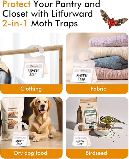 Pantry Moth Traps - Extra Strength Hanging Clothes Clothing Moth Traps with Pheromone for House