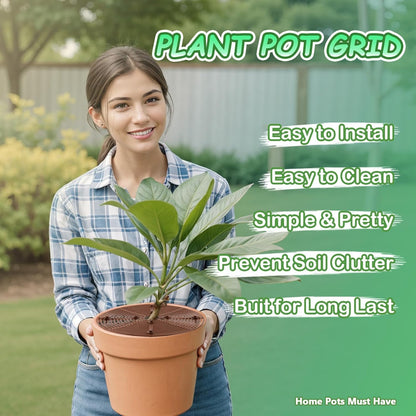 Plant Pot Cover, 3 Pack Planter Protectors Flower Pot Gird for Indoor Potted Soil Cover Round Plant