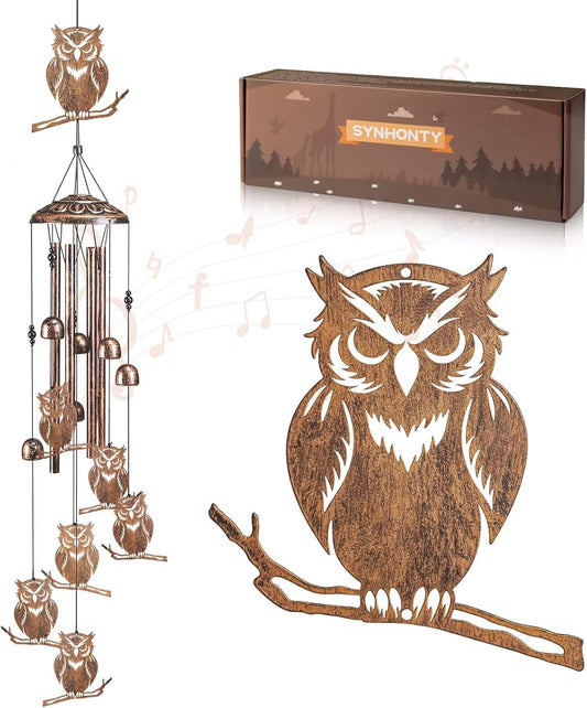Owl Wind Chimes for Outside,Gardening Gifts for owl Lover，Women，Men，Mom，Birthday Party