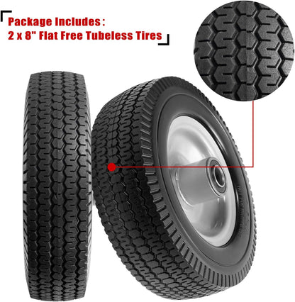 8-Inch Solid Tire Replacement - 2.50-4"Flat Free Tire and Wheel Heavy-Duty for Gorilla Carts, Yard