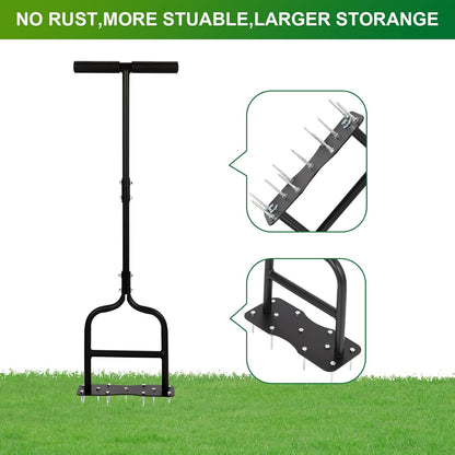sancat Lawn Aerator,Spike Aerator, Heavy Duty Manual Lawn Aerator Tool with 11 Iron Spikes, Grass