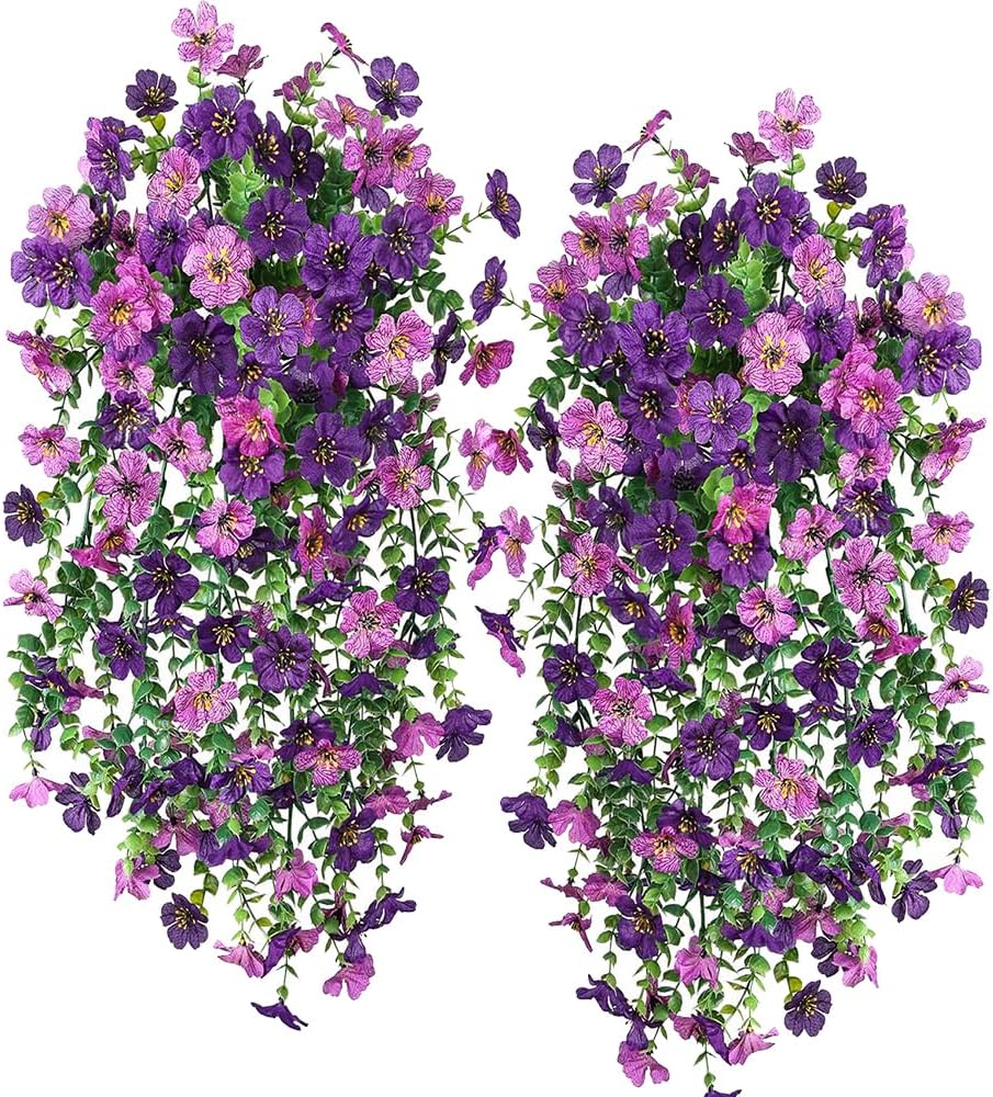 Artificial Hanging Plants Flowers Fake Outdoor Plants Artificial for Porch Hanging Faux Flowers