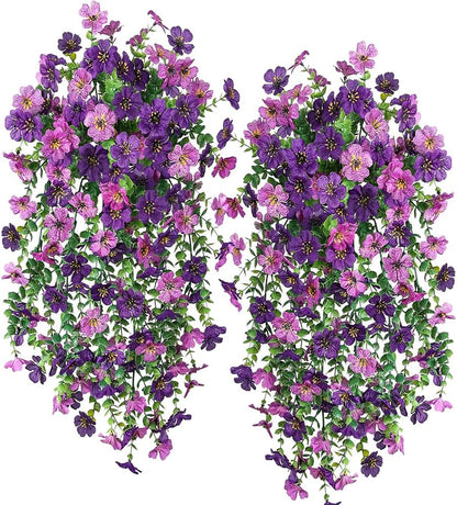 Artificial Hanging Plants Flowers Fake Outdoor Plants Artificial for Porch Hanging Faux Flowers