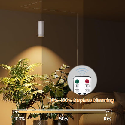 Remote Control Hanging Grow Lights for Indoor Plants, 30W Hanging Plant Light with Auto On/Off