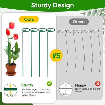 HiGift 17 inch Plant Support Stakes, 4mm Thick Garden Single Stem Flower Support Stake Amaryllis