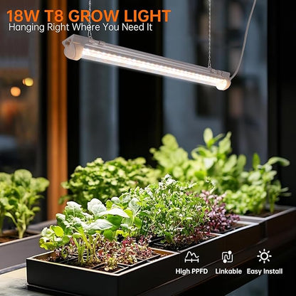 Bstrip T8 Grow Light, 1.4FT 108W (6 x 18W) Plant Lights for Indoor Growing, Full Spectrum with