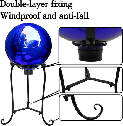 16" Tall Gazing Ball Stand for 10-12 inch Balls, Black Metal Gazing Globe Display Holder Stands for