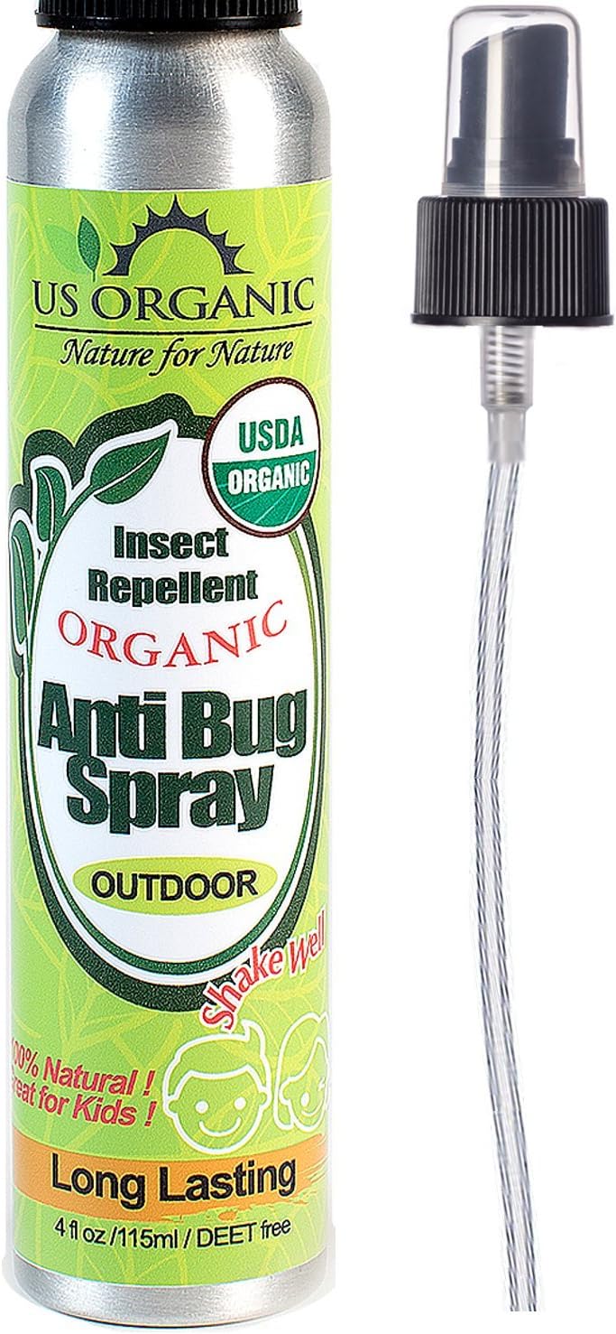 US Organic Mosquito Repellent Anti Bug Outdoor Pump Spray, 4 oz, Certified Organic, DEET-Free