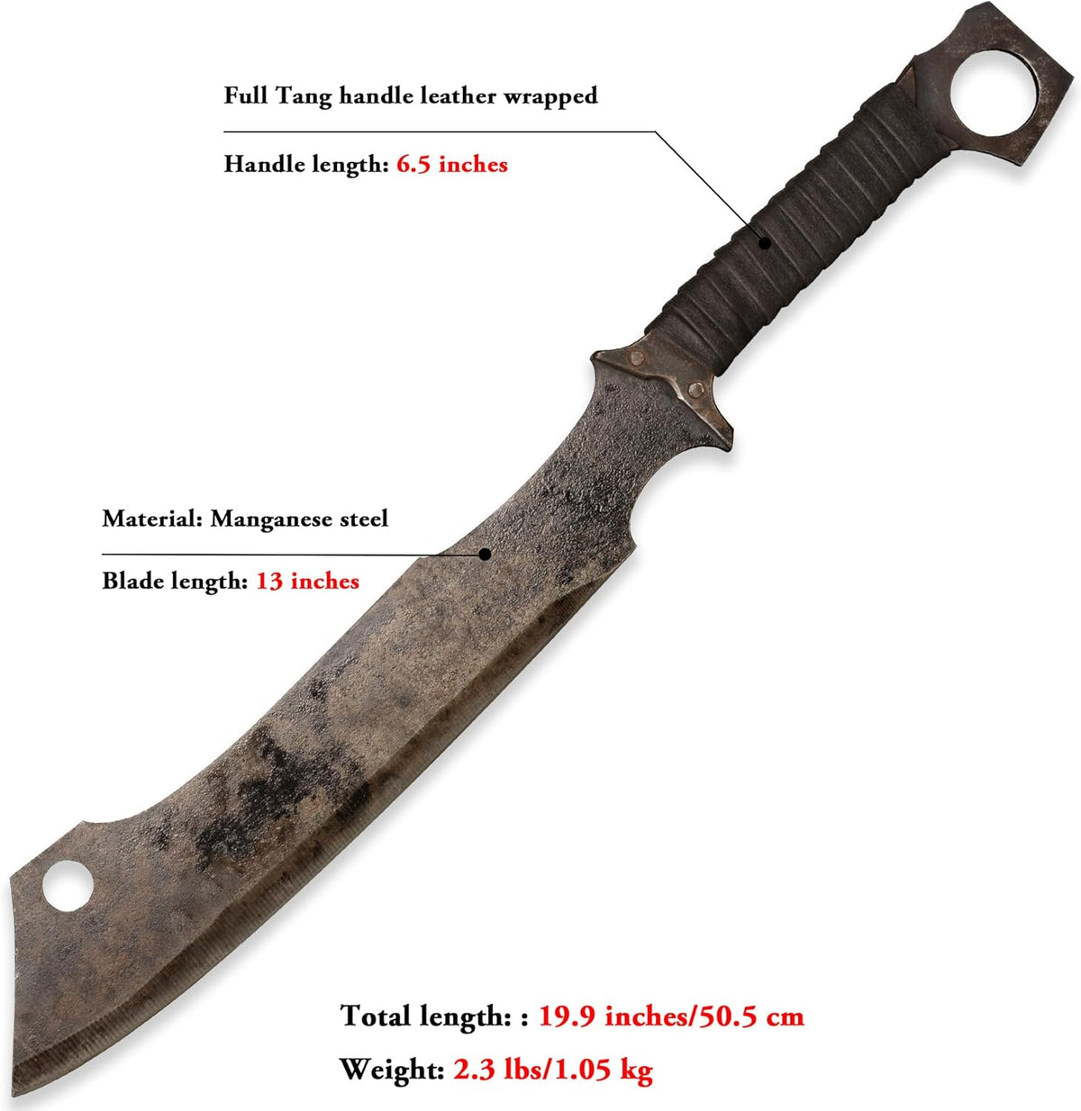 SV Handmade cast Manganese Steel Chopping Blade Sword, Full Tang, Outdoor, Hunting, Camping
