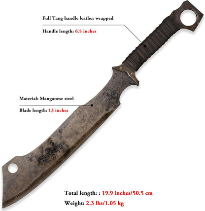 SV Handmade cast Manganese Steel Chopping Blade Sword, Full Tang, Outdoor, Hunting, Camping