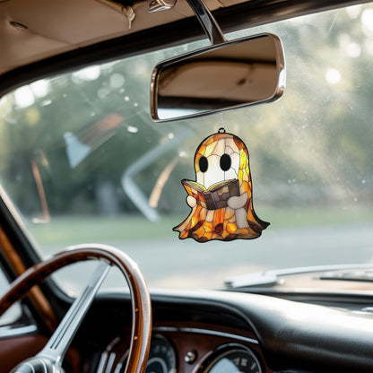Spooky Cute Ghost Acrylic Suncatcher Stained Glass Effect Window Car Hanging Christmas Ornament