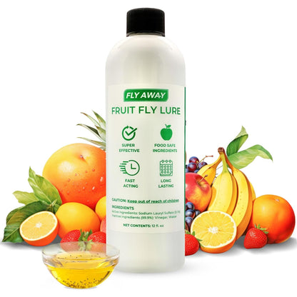 Fly Away Fruit Fly Liquid Lure - Trap Fruit Flies Fast. Safe Around Food. Fruit Fly Trap Indoor