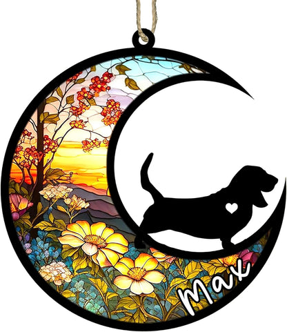 Personalized Dog Memorial, Custom Name Basset Hound Dog Christmas Ornament with Name, Custom
