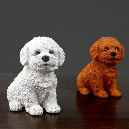 Dog Statue for Outdoor Maltese Dog Ornament Resin Bichon Frise Statue for Home Decor