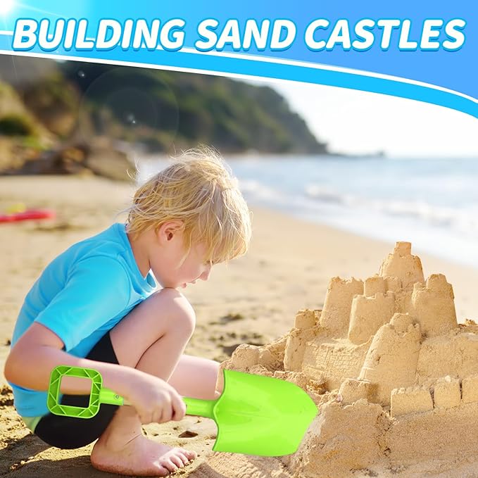 16" Beach Sand Shovels Toys for Kids, Gardening Tool Kits, Sturdy Long Wooden Spade for Sand Snow