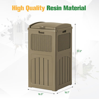Flamaker 30 Gallon Trash Can, Resin Outdoor Garbage Can with Lid, Waterproof Hideaway Patio Waste