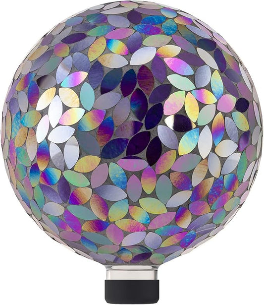 Alpine Corporation 10" Diameter Indoor/Outdoor Glass Mosaic Gazing Globe Yard Decoration, Purple
