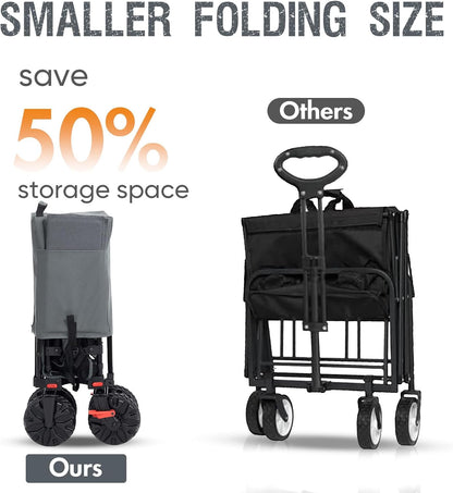 Portal Collapsible Large Double Decker Wagon with Brakes, 660lb Foldable Heavy Duty Utility Wagon