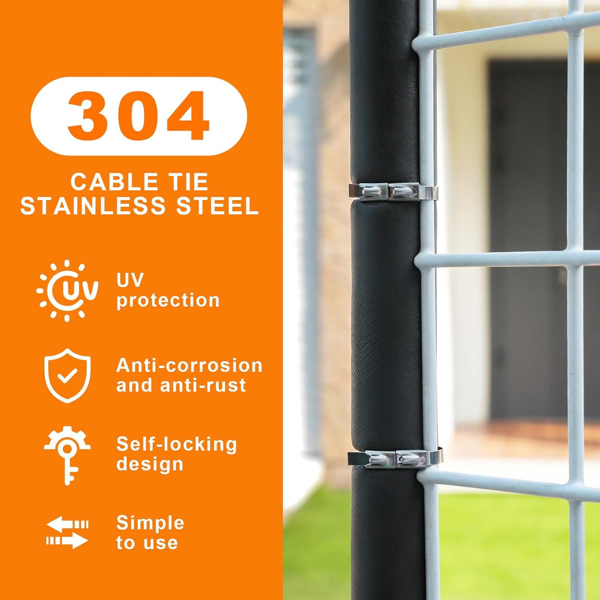 Metal Zip Ties (200PCS 11.8 Inch), 304 Stainless Steel, 300 LBS Heavy Duty Double Headed