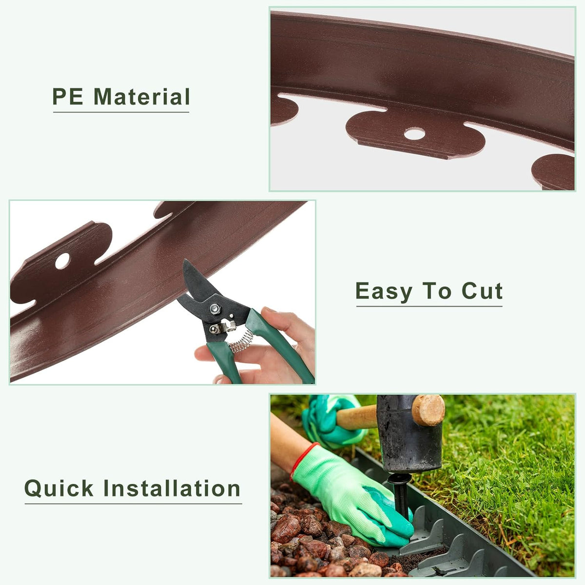 uxcell Landscape Edging, 1Pcs 60FT x 2" - No Dig Garden Edging Kit with 54 Stakes, Landscape Edging