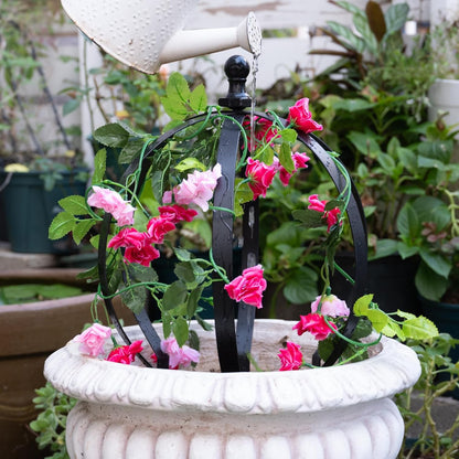 Metal Garden Trellis - 12.6" x 17.5" Durable Black Powder Coated Obelisk for Climbing Plants, Ideal