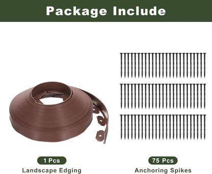 uxcell Landscape Edging, 1Pcs 80FT x 2" - No Dig Garden Edging Kit with 75 Stakes, Landscape Edging