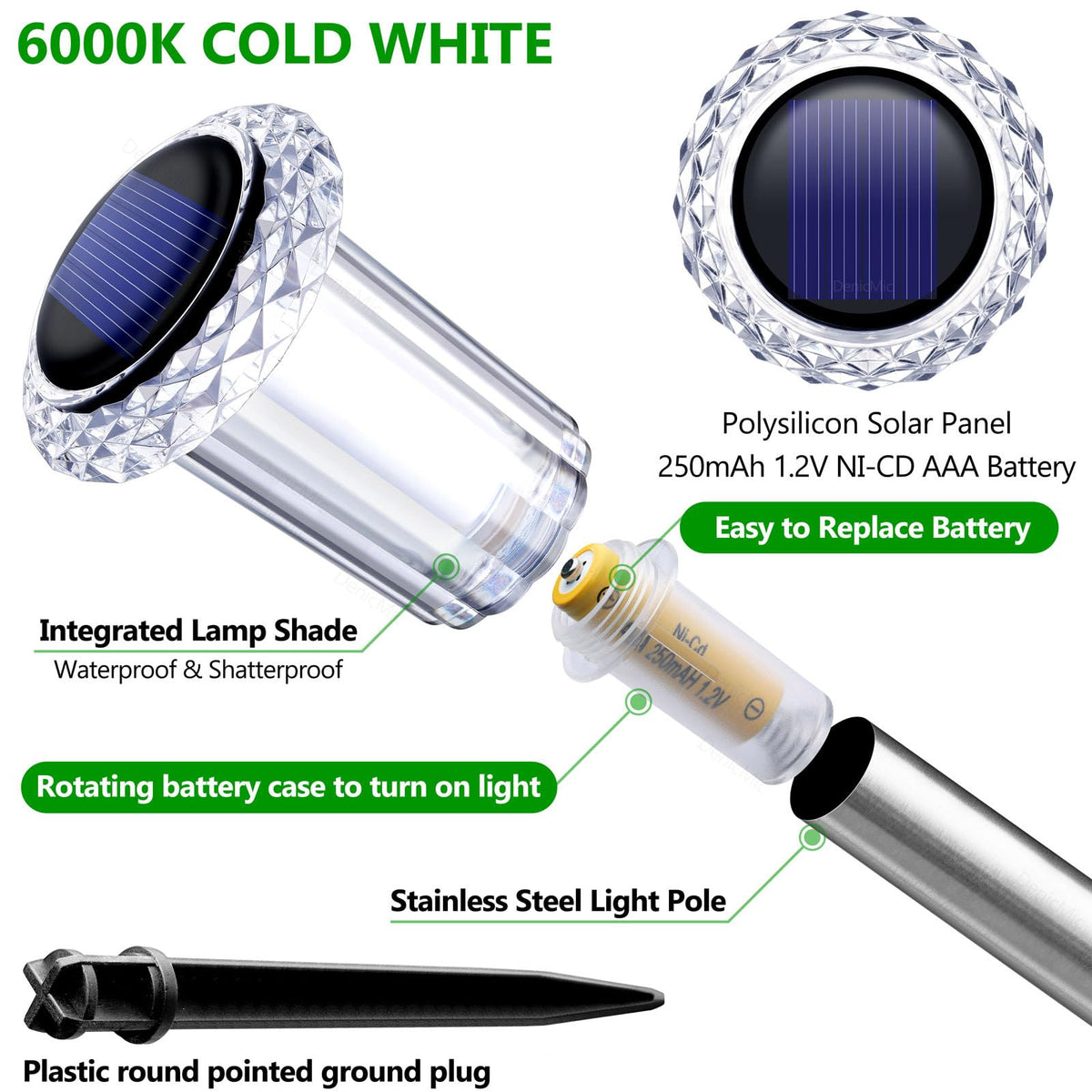 DenicMic Solar Lights Outdoor Waterproof 10 Pack Pathway Lights Cool White