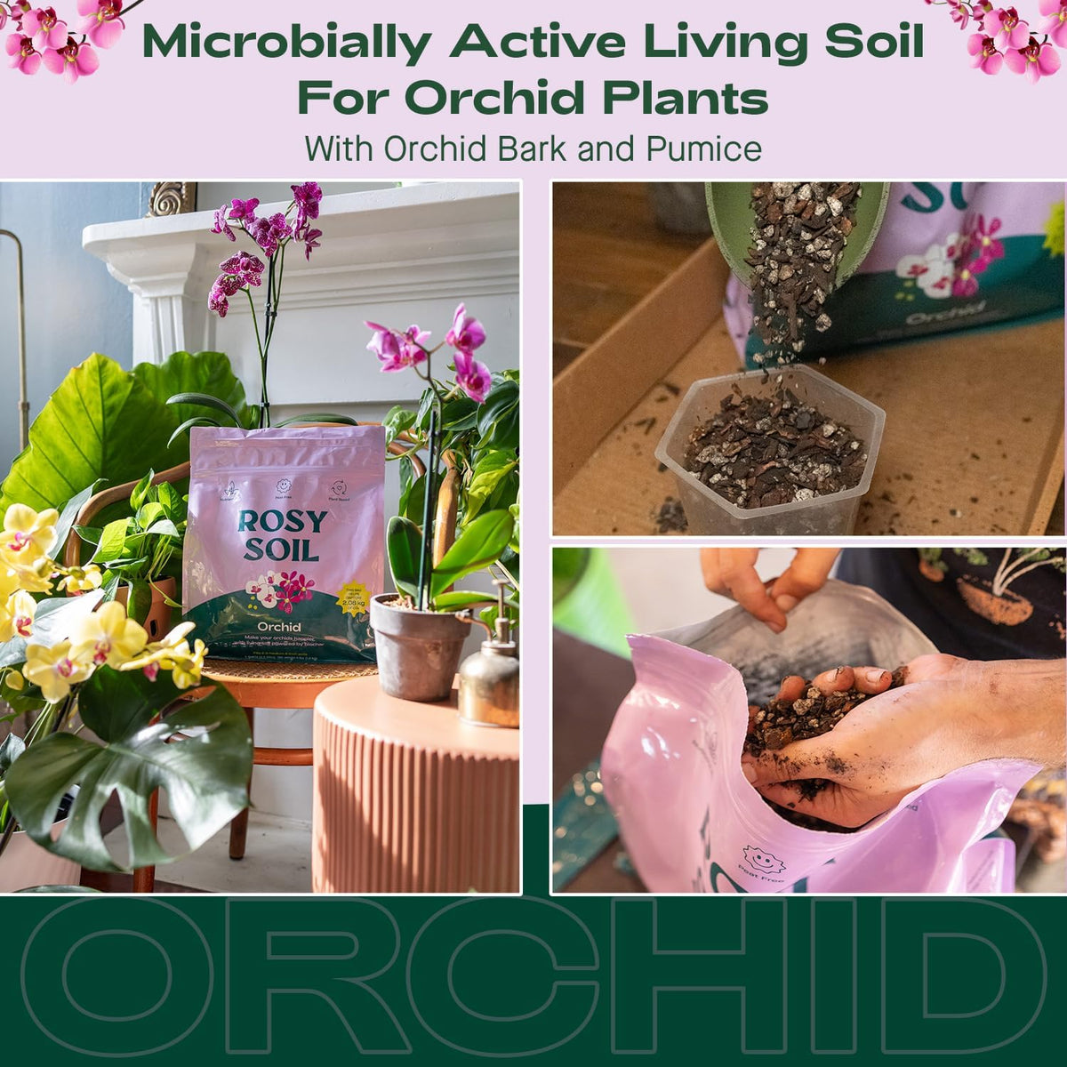 Rosy Soil Orchid Soil Potting Mix - Superior Aeration & Drainage for Orchids - Peat-Free