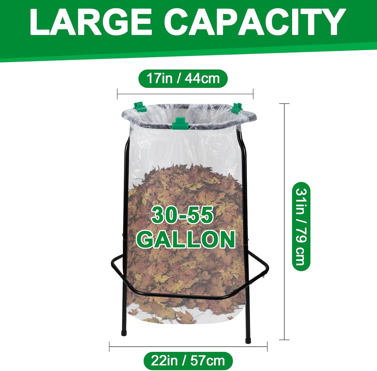 Aobiono Trash Leaf Bag Holder Stand, Garbage Bag Support Frame for 30-55 Gallon Lawn Bags, for Yard