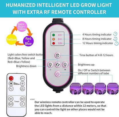 7.8'' Growing Lamp for Indoor Plants, Red & Blue & Yellow Full Spectrum, LED Grow Light Strips with